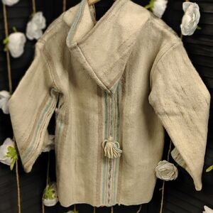 Women's Cream Hooded Jacket with Stripes